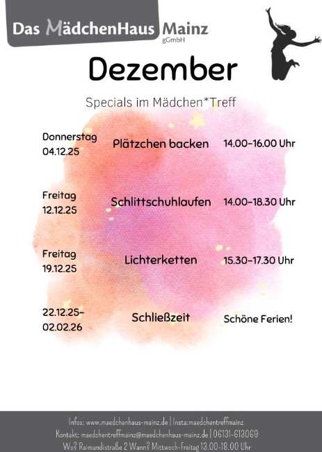 Mädchentreff-Monatsprogramm Dezember