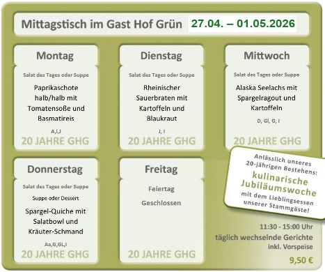 Mittagstisch im Gast Hof Grün