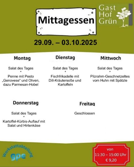 Mittagessen Gast Hof Grün